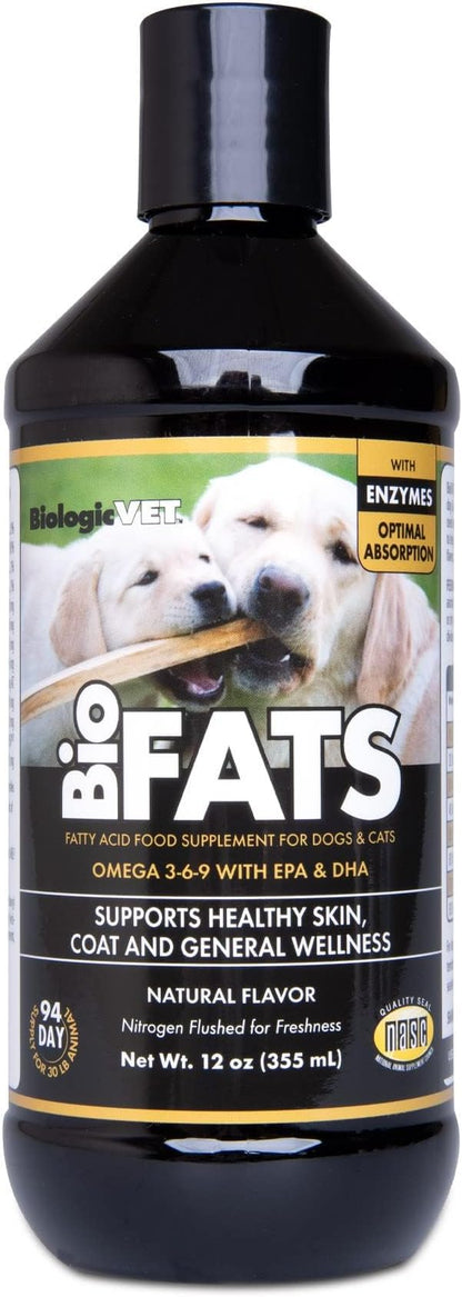 BioFATS Omega 3-6-9 Fatty Acid with EPA & DHA, Supports Healthy Skin, Coat and General Wellness, 94-Day Supply for 30-lb. Animal, 12-fl. oz. Bottle FloraHealth