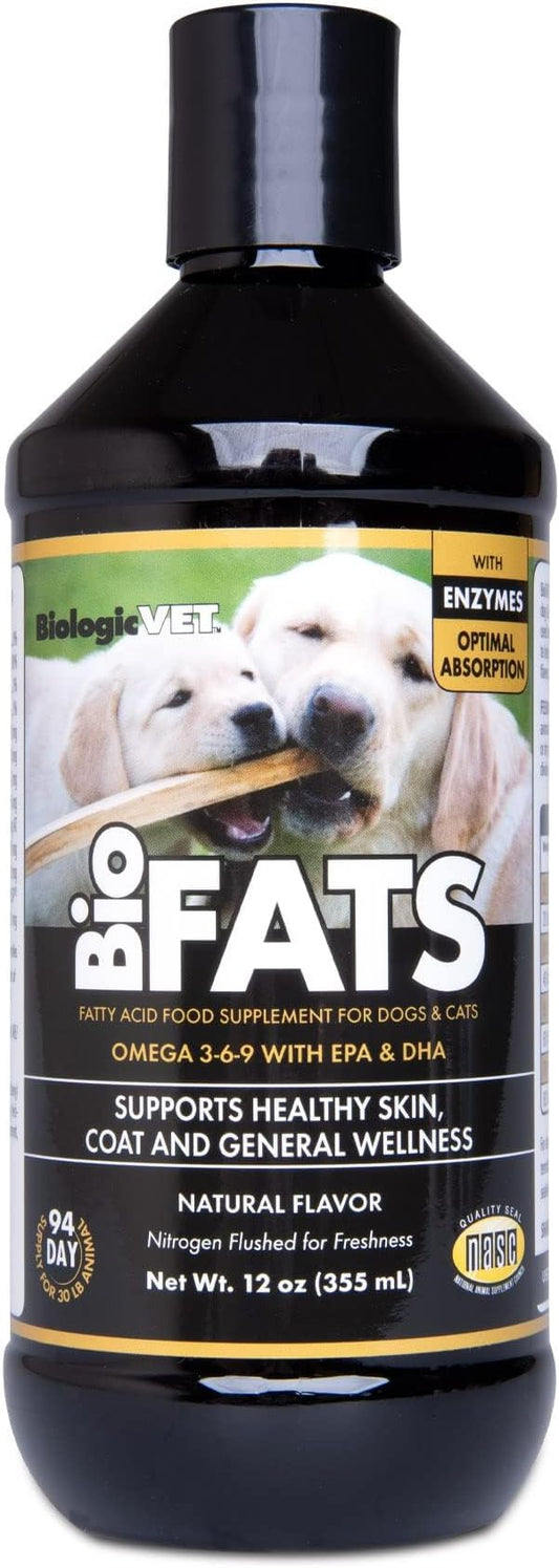 BioFATS Omega 3-6-9 Fatty Acid with EPA & DHA, Supports Healthy Skin, Coat and General Wellness, 94-Day Supply for 30-lb. Animal, 12-fl. oz. Bottle FloraHealth