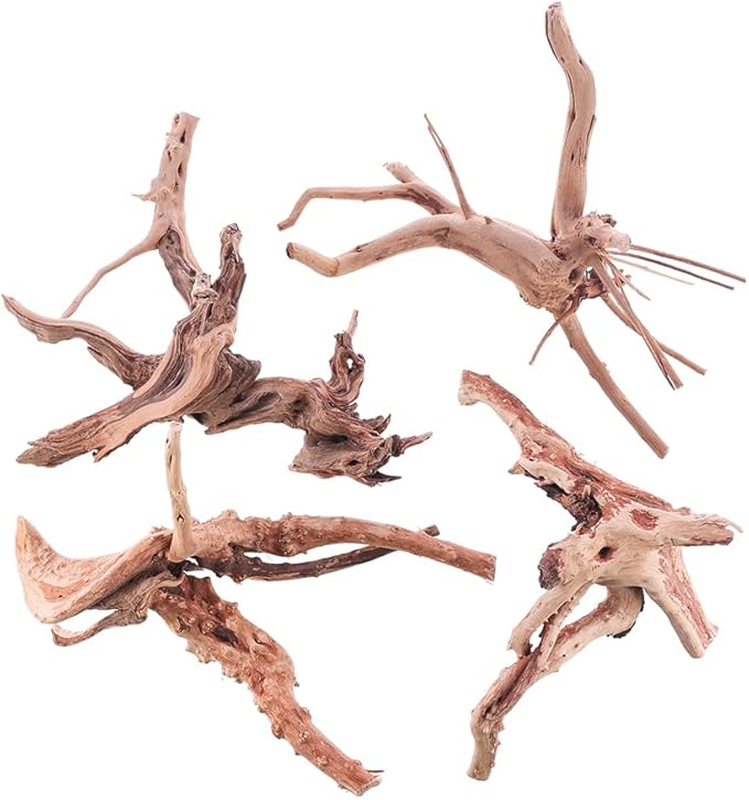 Aquarium Driftwood Natural Spiderwood for Aquarium Decor 4PCS 6-8inch Driftwood Branches for Fish Tank Decorations CENIBBLE