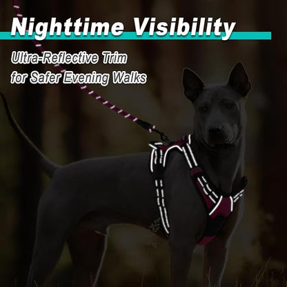 BARKBAY No Pull Pet Harness Dog Harness Adjustable Outdoor Pet Vest 3M Reflective Oxford Material Vest for PINK Dogs Easy Control for Small Medium Large Dogs (L) BARKBAY