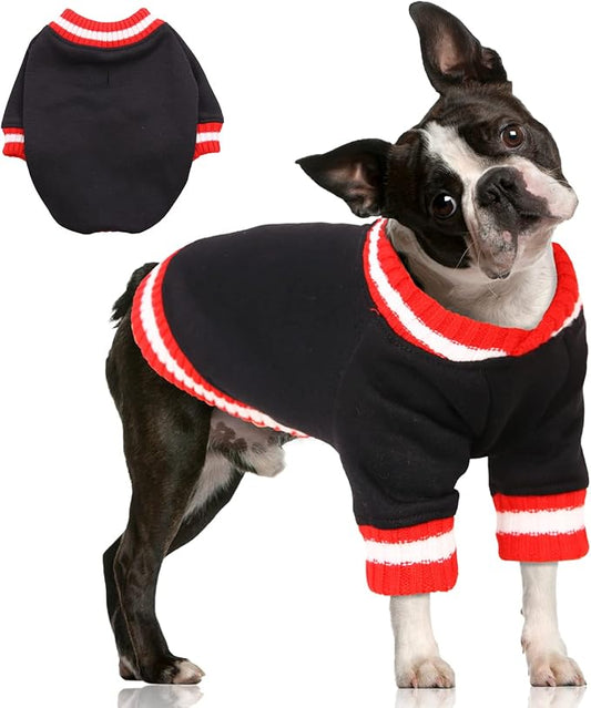 FUAMEY Dog Pullover Sweatshirt，Dog Winter Sweaters Warm Dog Clothes Dog Vest Thick Puppy Pullover Soft Pet Fleece Sweater Cute Doggie Boy Girl Outfit for Small Medium Dogs Black XL - PAWPICO