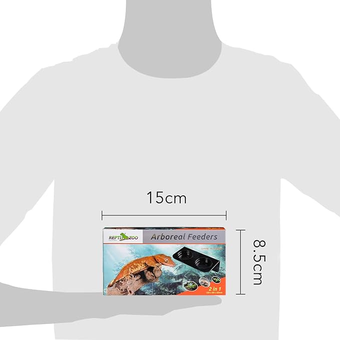 REPTI ZOO Reptile Water Bowl Double Grid Gecko Food Dish Feeder Detachable Suction Cup Reptile Feeding Dish Feeder with 6 Pcs Cups Dish Bowls for Pet Food and Water Feeding REPTIZOO