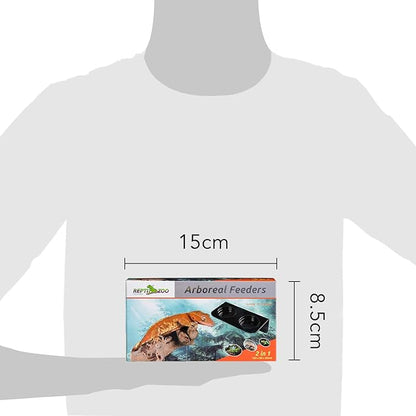 REPTI ZOO Reptile Water Bowl Double Grid Gecko Food Dish Feeder Detachable Suction Cup Reptile Feeding Dish Feeder with 6 Pcs Cups Dish Bowls for Pet Food and Water Feeding REPTIZOO