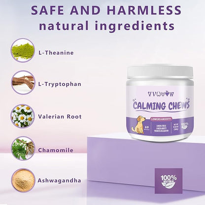 Dog Calming Chews with Melatonin - 60PCS Anxiety Relief Treats for Dogs, Calming Chews for Dogs, Promote Relaxation, Reduce Stress, Sleep Aid for Dogs,Natural Ingredients Calming Treats for Dogs VVWVVW
