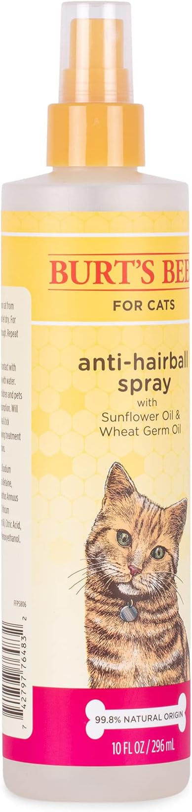 Burt's Bees for Pets Anti-Hairball Cat Spray - Hairball Remedy for Cats with Wheatgerm Oil and Sunflower Oil - Cruelty Free, pH Balanced for Cats - Made in the USA, 10 oz BURT%27S+BEES+FOR+PETS