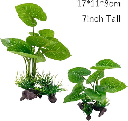 Smoothedo-Pets Fish Tank Decoration Aquarium Decoration 3 Pieces Ornament Betta Silk Leaf Cushion Hammock Artificial Driftwood Cave Goldfish Bowl Accessories (Mixed Leaf Set-G) EnvironmentFriendlyArtificialPlasticPlantAquariumDecoration