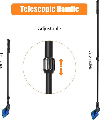AQUANEAT Aquarium Cleaning Tools, Fish Tank Cleaning Kit with Adjustable Long Handle, 5 in 1 Tools Including Fish Net, Algae Scraper (Adjustable) Aquaneat