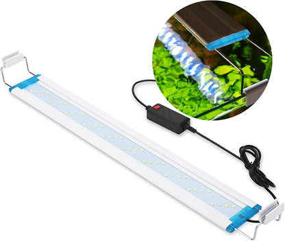 Bright Classic LED Aquarium Light, Reef Plant Fish Tank Light with Extendable Brackets, Aquatic Plant Growth Lamp White and Blue LEDs JackSuperAquariumPetsFocus