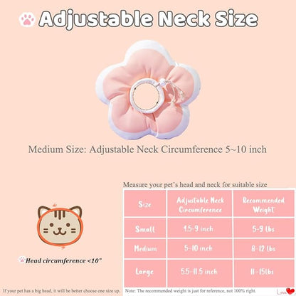 Soft Cat Cone Collar Waterproof Adjustable Pet E Collar Cute Pink Flower Collar for Cats Small Dogs Kitten Puppy After Surgery Prevent Licking (Pink,Medium) LAVVICHA