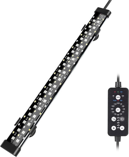 hygger Submersible LED Aquarium Light, 14W 15 in 24/7 Mode Fish Tank Light with 5 Rows Beads, withTimer 9 Colors and Adjustable Brightness, Full Spectrum IP68 Waterproof Light for Fish Tank 16-27 inch hygger