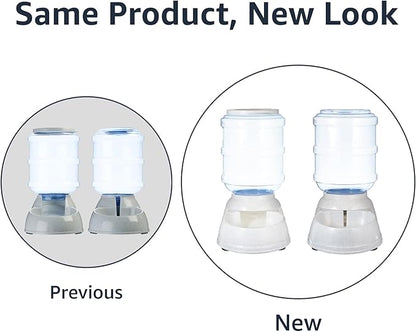 Amazon Basics Automatic Dog Cat Water Dispenser Gravity Feeder Set, Small, 6-Pound Food Capacity, 1-Gallon, Gray - PAWPICO