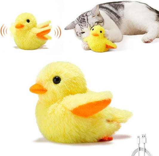 Potaroma Cat Toys Rechargeable Flapping Duck with SilverVine Catnip, Lifelike Quack Chirping, Touch Activated Kitten Kicker Plush Interactive Exercise Toys for All Breeds - PAWPICO