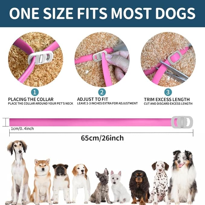 VICSOM 4 Pack Flea Collar for Dogs, Flea and Tick Collar for Dogs, 32 Months Flea and Tick Prevention for Dogs, Dog Flea and Tick Treatment, Water-Resistant & Adjustable Dog Flea Collar - Pink VICSOM