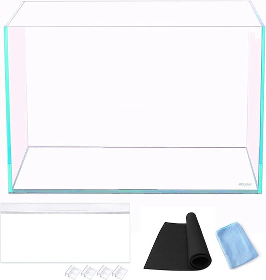 Ultra Clear Rimless Aquarium Tank 2-22 gallons Low Iron Glass (21Gal - Top Glass Canopy) Allcolor