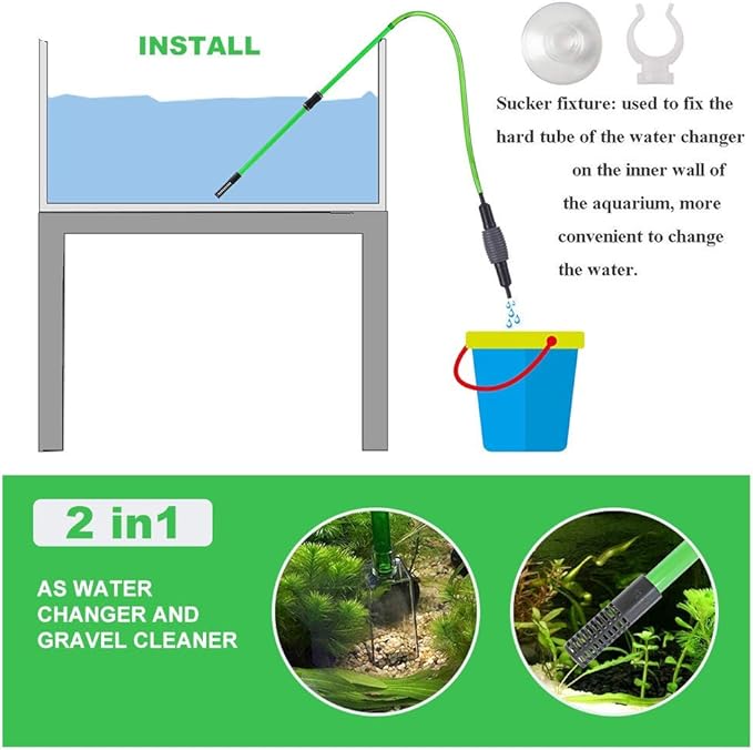 boxtech Fish Tank Water Change, Vacuum Siphon Water Changer Pump Sand Cleaner for Aquarium Water Filter Boxtech