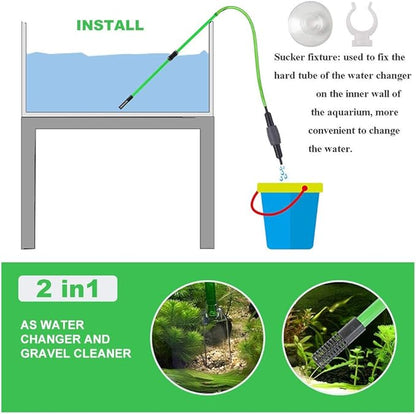 boxtech Fish Tank Water Change, Vacuum Siphon Water Changer Pump Sand Cleaner for Aquarium Water Filter Boxtech