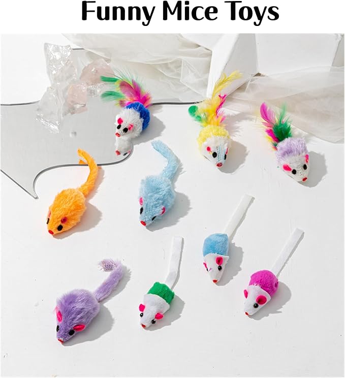 25 PCS Assortment of Cat Toys - Hanging Door Cat Toy,Catnip Toys,Feather Teaser,Mice,Colorful Balls & Bells.Perfect for Kittens,Cats,and Puppies - PAWPICO