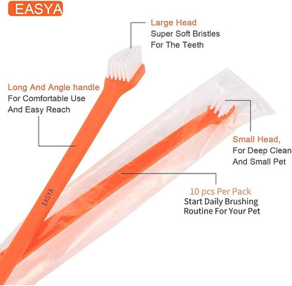 Double Headed Pet Dog Toothbrush for Small Dogs/Soft Bristles Puppy Long Handle Tooth Brush Dogs Teeth Cleaning/Bulk Toothbrushes Dental & Oral Care… (MIXED10) EASYAS