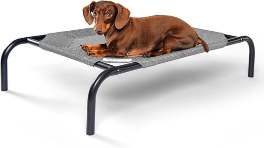 COOLAROO The Original Cooling Elevated Dog Bed, Indoor and Outdoor, Small, Grey - PAWPICO