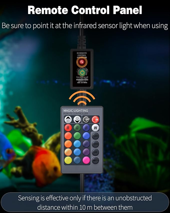 Pawfly Aquarium Air Bubble LED Light Fish Tank Underwater Bubbler Light Aquarium Air Stone Disc with 4 Lighting Modes & 16 Color Changing Effects Multi-Colored Bubbling Light for Fish Tank Decoration Pawfly