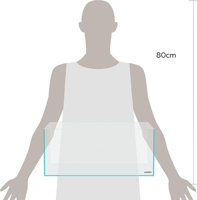 LANEDN 45S 5.4 Gal Shallow Tank, Shallow Fish Tank, Rimless Low Iron Tank W17.7×D11×H7.1 in(45x28x18cm); 5mm Thickness Aquascape Fish Tank, Black Leveling Mat Included Landen