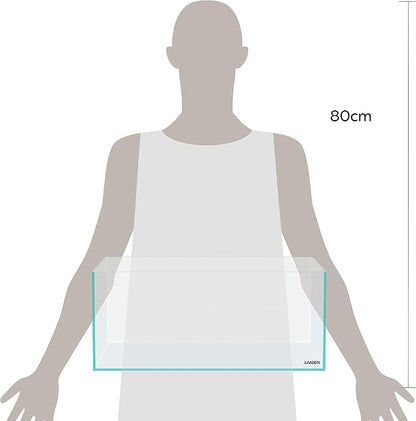 LANEDN 45S 5.4 Gal Shallow Tank, Shallow Fish Tank, Rimless Low Iron Tank W17.7×D11×H7.1 in(45x28x18cm); 5mm Thickness Aquascape Fish Tank, Black Leveling Mat Included Landen