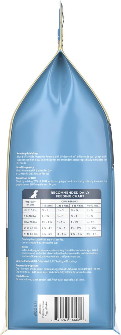 Blue Buffalo Life Protection Formula Puppy Dry Dog Food with DHA and ARA, Made with Natural Ingredients, Chicken & Brown Rice Recipe, 5-lb Bag - PAWPICO