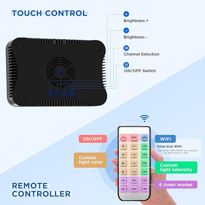 Lominie Aquarium LED Reef Light Coral WiFi Control 135W Programmable Saltwater Aquarium Light Full Spectrum for Marine Fish Tank with Stand Lominie