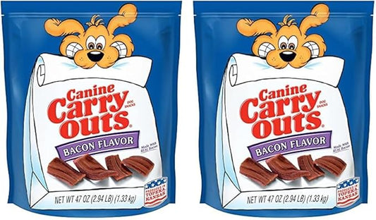 Canine Carry Outs Dog Treats, Bacon Flavor, 47 Ounce, Made with Real Bacon (Pack of 2) - PAWPICO