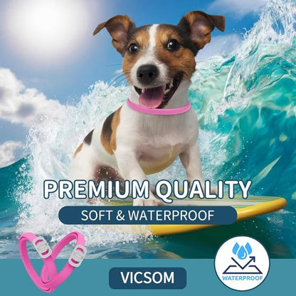 VICSOM 4 Pack Flea Collar for Dogs, Flea and Tick Collar for Dogs, 32 Months Flea and Tick Prevention for Dogs, Dog Flea and Tick Treatment, Water-Resistant & Adjustable Dog Flea Collar - Pink VICSOM