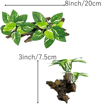 Smoothedo-Pets Fish Tank Decorations Aquarium Decor Ornaments Betta Silk Leaf pad Hammock Artifical Driftwood Cave Goldfish Bowl Accessories (Type-B) EnvironmentFriendlyArtificialPlasticPlantAquariumDecoration