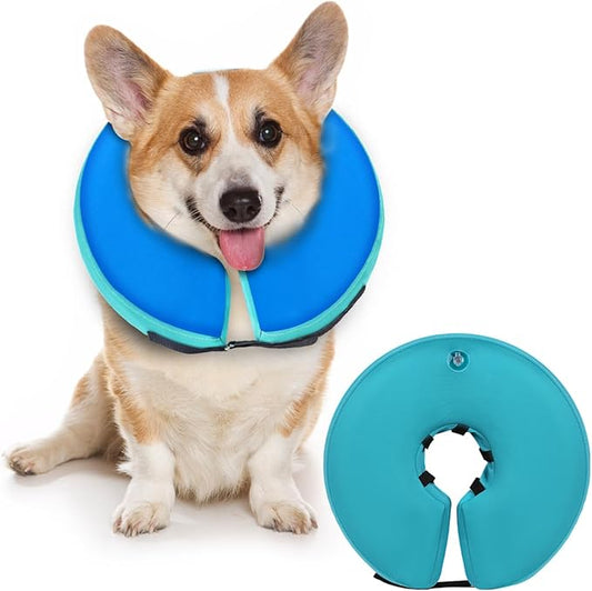 Dog Cone Collar for Small Medium Large Dogs for After Surgery, Pet Inflatable Neck Donut Collar Soft Protective Recovery Cone for Dogs and Cats-Alternative E Collar Does Not Block Vision-GreenBlue,S MIDOG