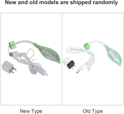 Clip On Aquarium LED Light, Mini USB Tortoise Fish Tank Aquarium LED with No Strobe, Clip On Leaf Head Ligh with US Plug 100-240V, for Aquatic Plant Growing(green blue white light) DAUERHAFT