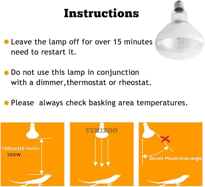 100W UVB UVA Heating Lamp Self-Ballasted Bulb Full Spectrum Basking Spot Light lamp for Reptile and Amphibian TEKIZOO