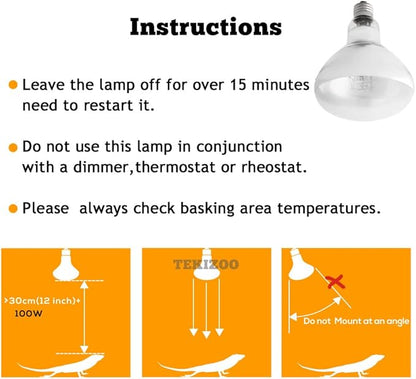 100W UVB UVA Heating Lamp Self-Ballasted Bulb Full Spectrum Basking Spot Light lamp for Reptile and Amphibian TEKIZOO