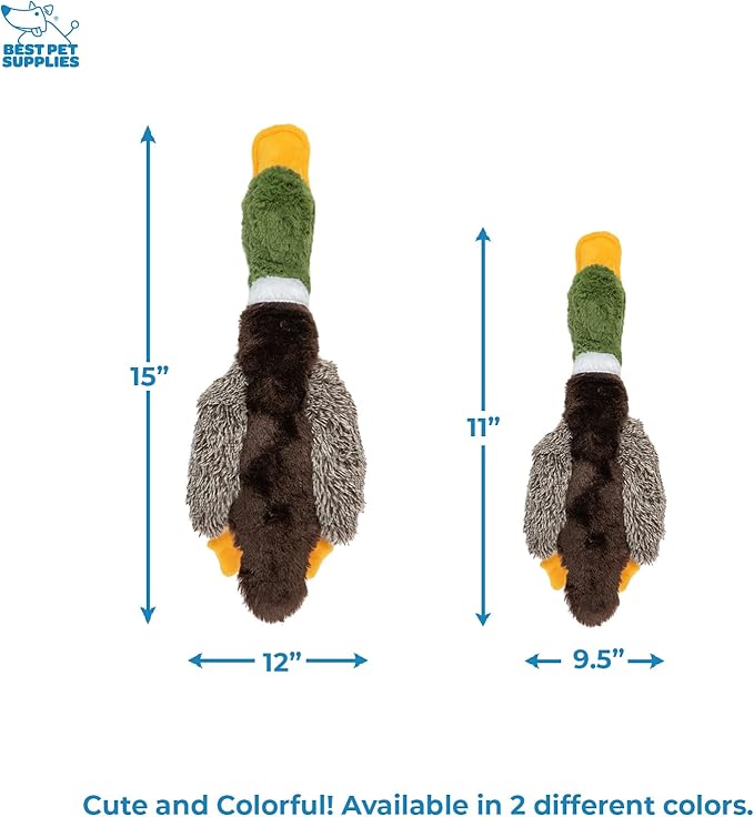 Best Pet Supplies Interactive Mallard Mates Dog Toy with Crinkle and Squeaky Enrichment for Small and Medium Breed Puppies or Dogs, Cute and Plush - Mallard Duck (Brown), Small - PAWPICO