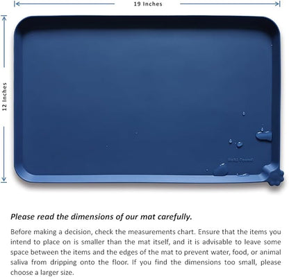 Hoki Found Silicone Pet Food Mats Tray - Non Slip Pet Dog Cat Bowl Mats Placemat - Dog Pet Cat Feeding Mat - Waterproof Dog Cat Food Mats -Pet Water Mats for Carpet -Indigo Ink - PAWPICO