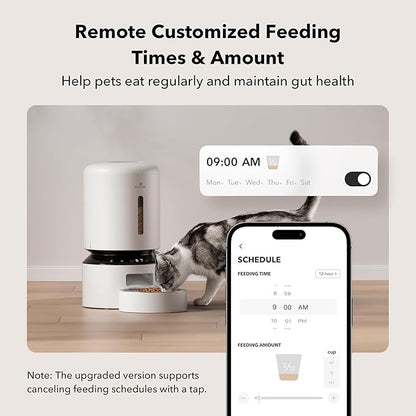PETLIBRO Automatic Cat Feeder, 5G WiFi Automatic Dog Feeder with Freshness Preservation, 5L Timed Cat Feeder with Low Food Sensor, Up to 10 Meals Per Day, Granary Pet Feeder for Cats, White - PAWPICO