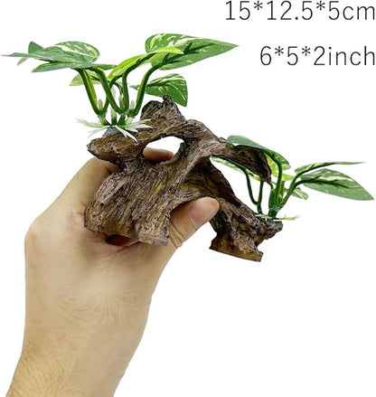 Smoothedo-Pets Fish Tank Decorations Aquarium Decor Ornaments Betta Silk Leaf pad Hammock Artifical Driftwood Cave Goldfish Bowl Accessories (Type-A) EnvironmentFriendlyArtificialPlasticPlantAquariumDecoration
