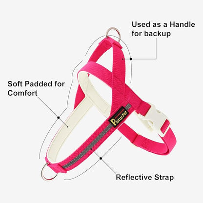 Plutus Pet Cotton Dog Harness and Leash Set, Reflective and Soft Padded, Quick Fit Vest Harness, for Small, Medium and Large Dogs, Hot Pink, XS PLUTUSPET
