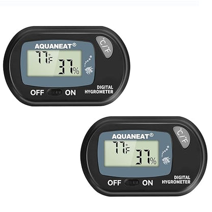 AQUANEAT 2 Packs Reptile Thermometer Hygrometer Digital Display Temperature and Humidity Moniter for Reptiles Rearing Box with Suction Cup… Aquaneat