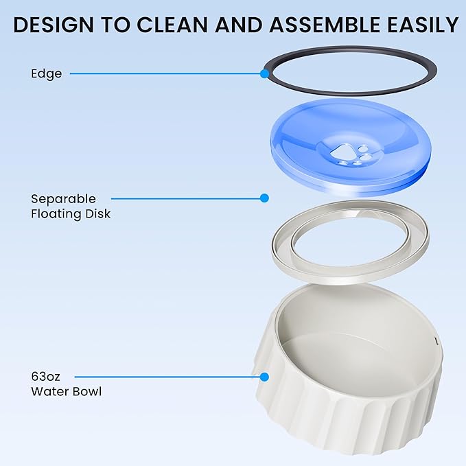 Dog Water Bowl No Spill 70oz/2L Large Capacity Dog Water Bowl Dispenser Non Slip No Splash Dog Water Bowl Pet Slow Feeder No Drip Dog Water Bowl on Vehicle Slow Water Bowl for Dog and Cat Purple - PAWPICO