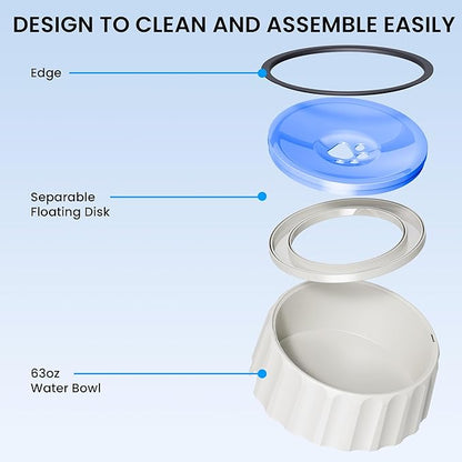 Dog Water Bowl No Spill 70oz/2L Large Capacity Dog Water Bowl Dispenser Non Slip No Splash Dog Water Bowl Pet Slow Feeder No Drip Dog Water Bowl on Vehicle Slow Water Bowl for Dog and Cat Purple - PAWPICO