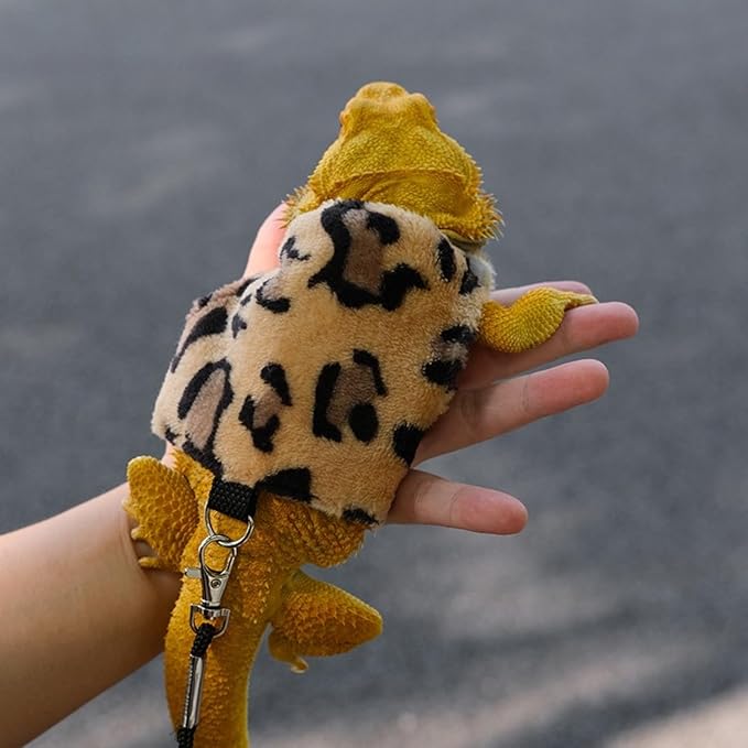 Bearded Dragon Harness and Leash Set - Adjustable Lizard Traction Rope Escape Proof Outdoor Walking Training Leash Reptile Halloween Costume Accessories for Bearded Dragon Lizard Small Pets (Brown) SEZDEKI