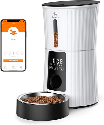Petory Automatic Cat Feeders Wi-Fi - 4L Dry Food Dispenser for Cats and Dogs 10 Meals per Day Smart Pet Feeder with Desiccant Bag Dual Power Supply 10S Voice Recorder - PAWPICO
