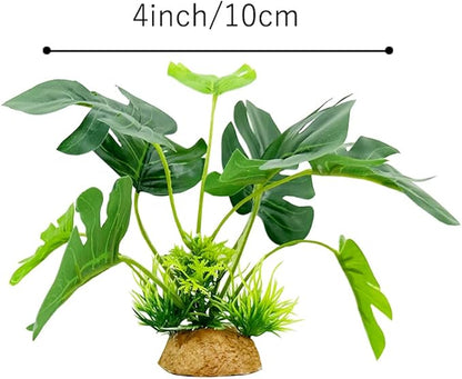 Smoothedo-Pets Aquarium Plants Fish Tank Decorations 6inch Plastic Artificial Plant Goldfish Waterscape Betta Fish Hides/Rest(Rainforest Leaf-Monstera) EnvironmentFriendlyArtificialPlasticPlantAquariumDecoration