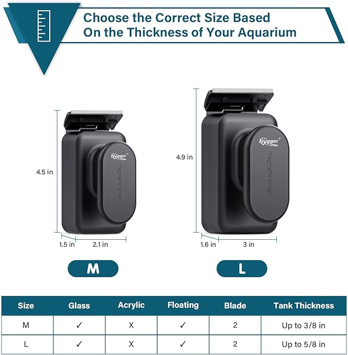 hygger Aquarium Magnetic Glass Scraper Fish Tank Cleaning Brush Floating Design Magnet Scrubber with Two Detachable Blade hygger