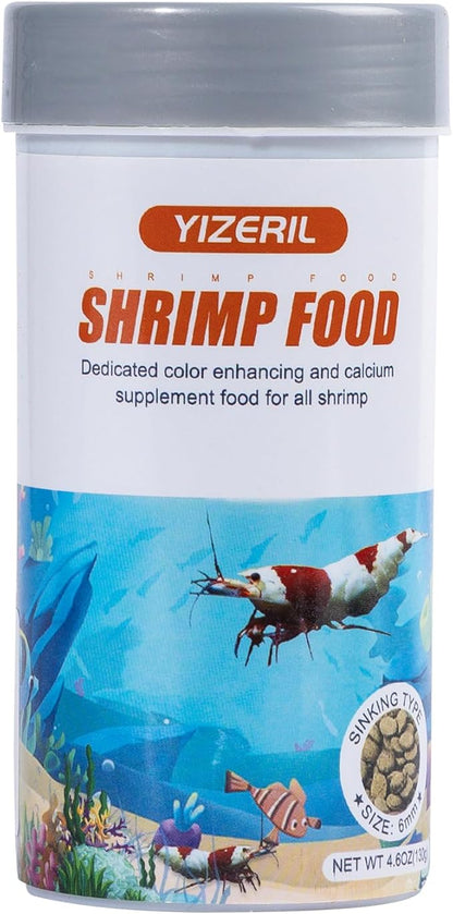 Shrimp Food Aquarium Freshwater - High Protein Natrual Shrimp Pellets Rich in Calcium Vitamins for Crystal Shrimp Red Cherry Shrimp Caridina Shrimp and Tropical Shrimp (4.6oz) yizeril
