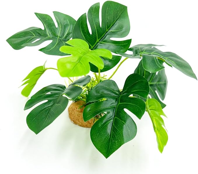 Smoothedo-Pets Aquarium Plants Fish Tank Decorations 6inch Plastic Artificial Plant Goldfish Waterscape Betta Fish Hides/Rest(Rainforest Leaf-Monstera) EnvironmentFriendlyArtificialPlasticPlantAquariumDecoration