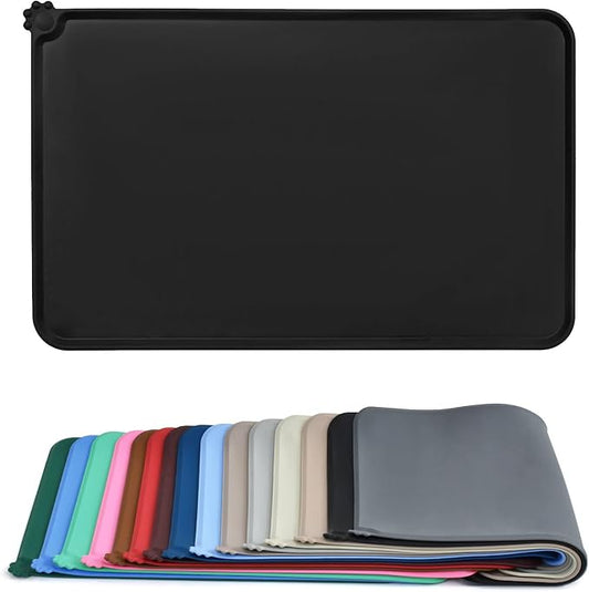 AUDWUD Silicone Waterproof Dog Cat Pet Feeding Mats,Anti Slip Pet Bowl Mats,Pet Feeding Mat, 24" x 16" - PAWPICO